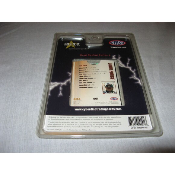 John Force NHRA Digital Interactive Sports Trading Card DVD Drag Racing NEW - Picture 2 of 3